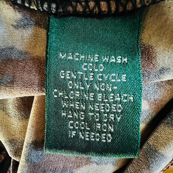 Lauren Ralph Lauren Animal Print Ruched V Neck Dress Brown Size 2 Cocktail Luxe - Picture 7 of 8